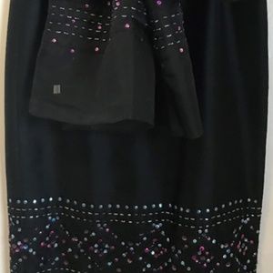EVENING CHIC: 100% Silk Pencil Skirt & Sheer Scarf